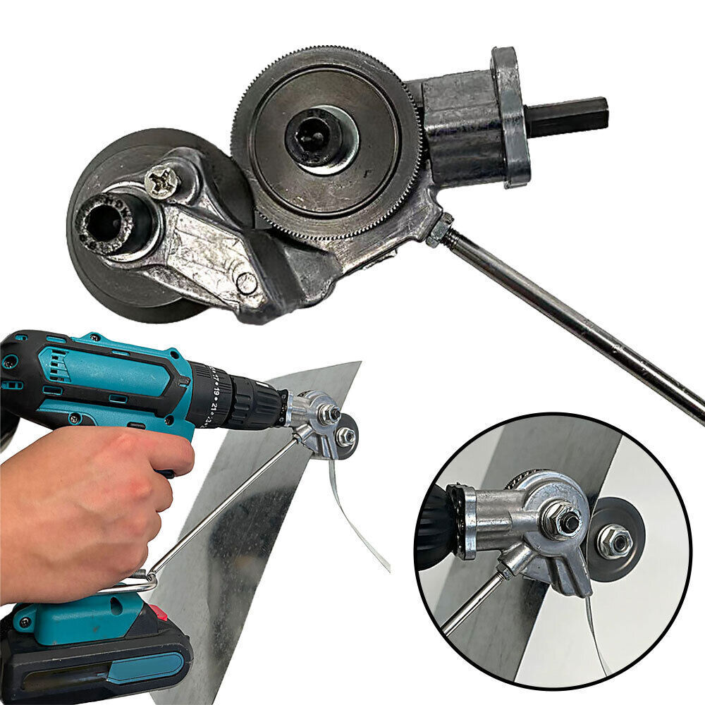 Metal Sheet Cutting Attachment with Drill Power and Blade Guard for 1/8 Inch Capacity