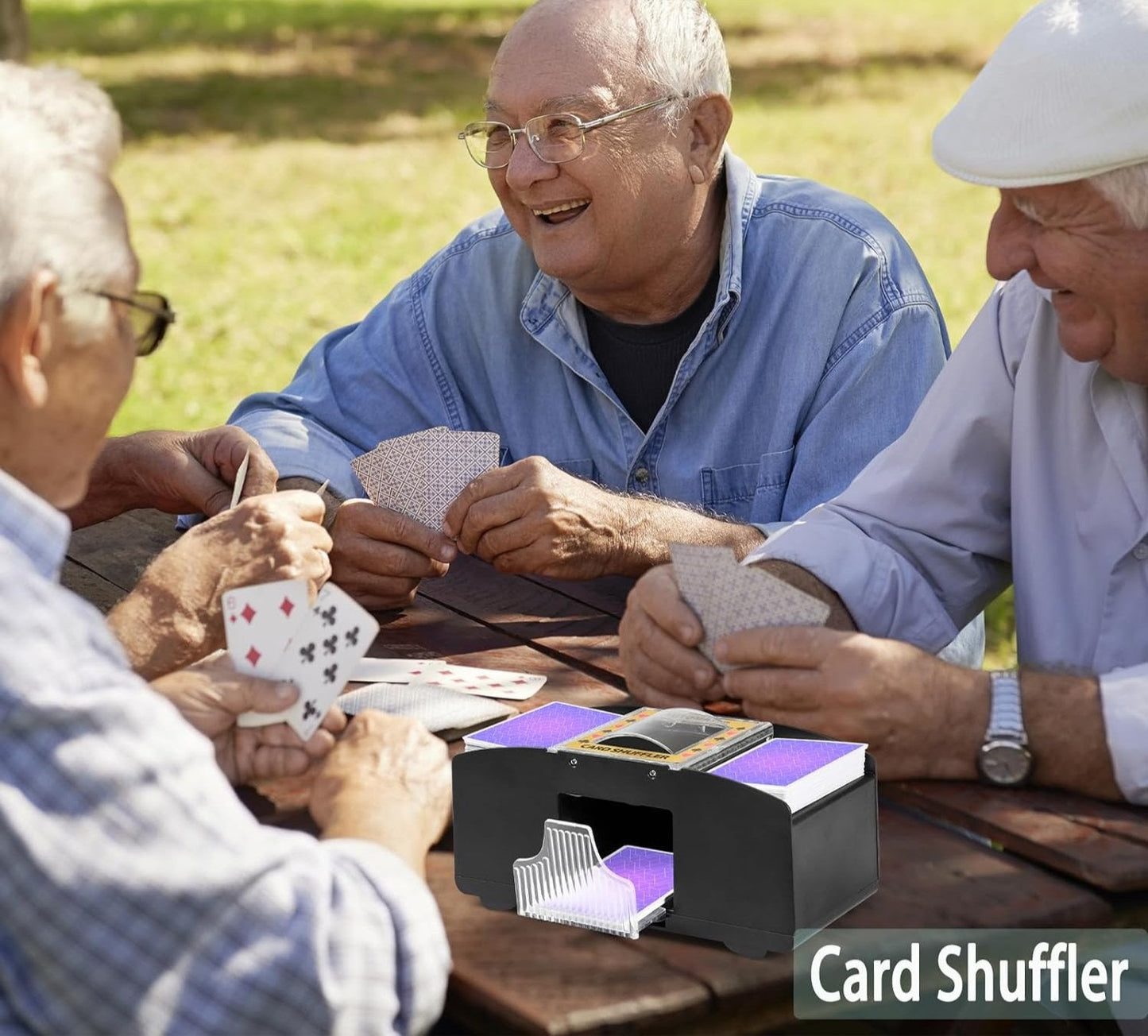 Electric Card Shuffler with Two Deck Capacity and Battery Power