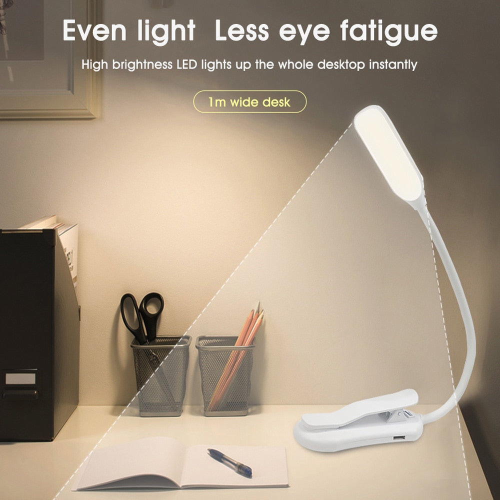Clip-On Book Light with Adjustable Color Temperature and USB Rechargeable, 60-Hour Runtime