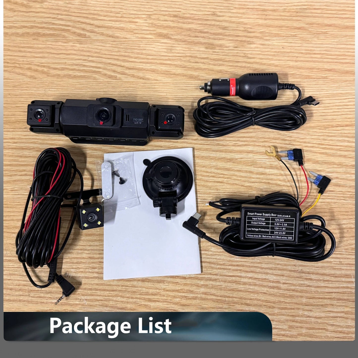 4 Channel Dash Cam with Night Vision and WiFi Mobile App, Front 1080p Side/Rear 720p