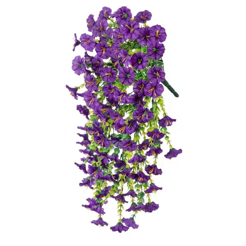 Artificial Morning Glory Vine with Flexible Stems and Built-In Hanging Loops, 29.52in
