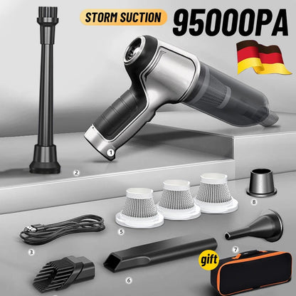 Cordless Handheld Vacuum with 95000Pa Suction and Six Accessories