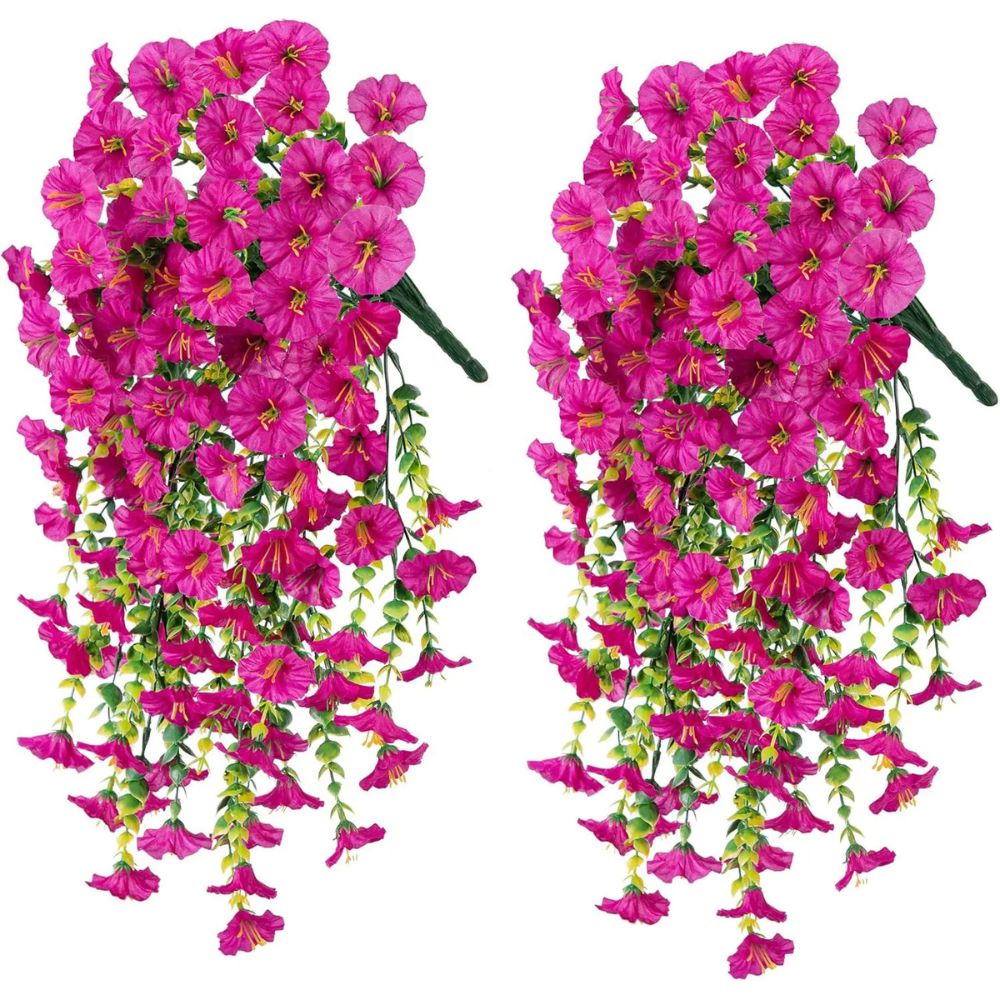 Artificial Morning Glory Vine with Flexible Stems and Built-In Hanging Loops, 29.52in
