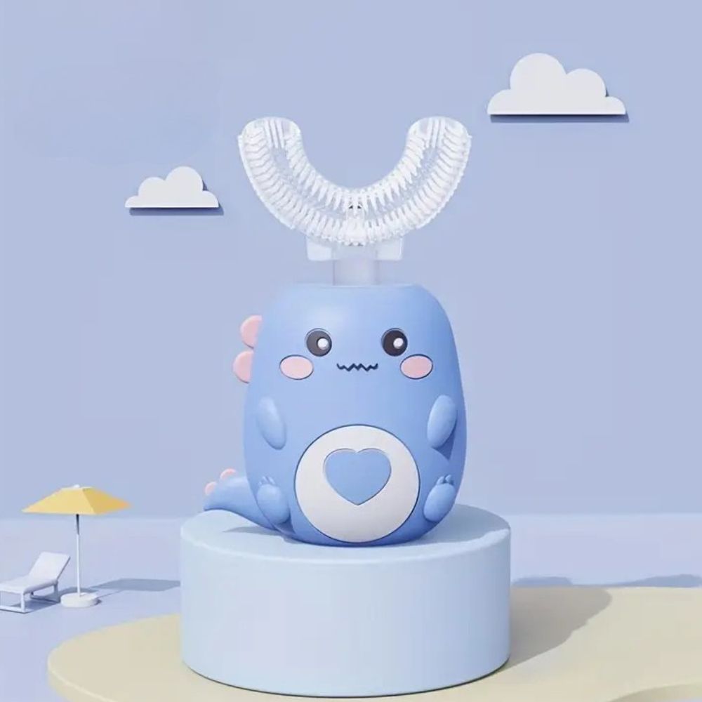 U-Shape Kids Electric Toothbrush with Sonic Vibration and Blue Light, 2-Minute Timer