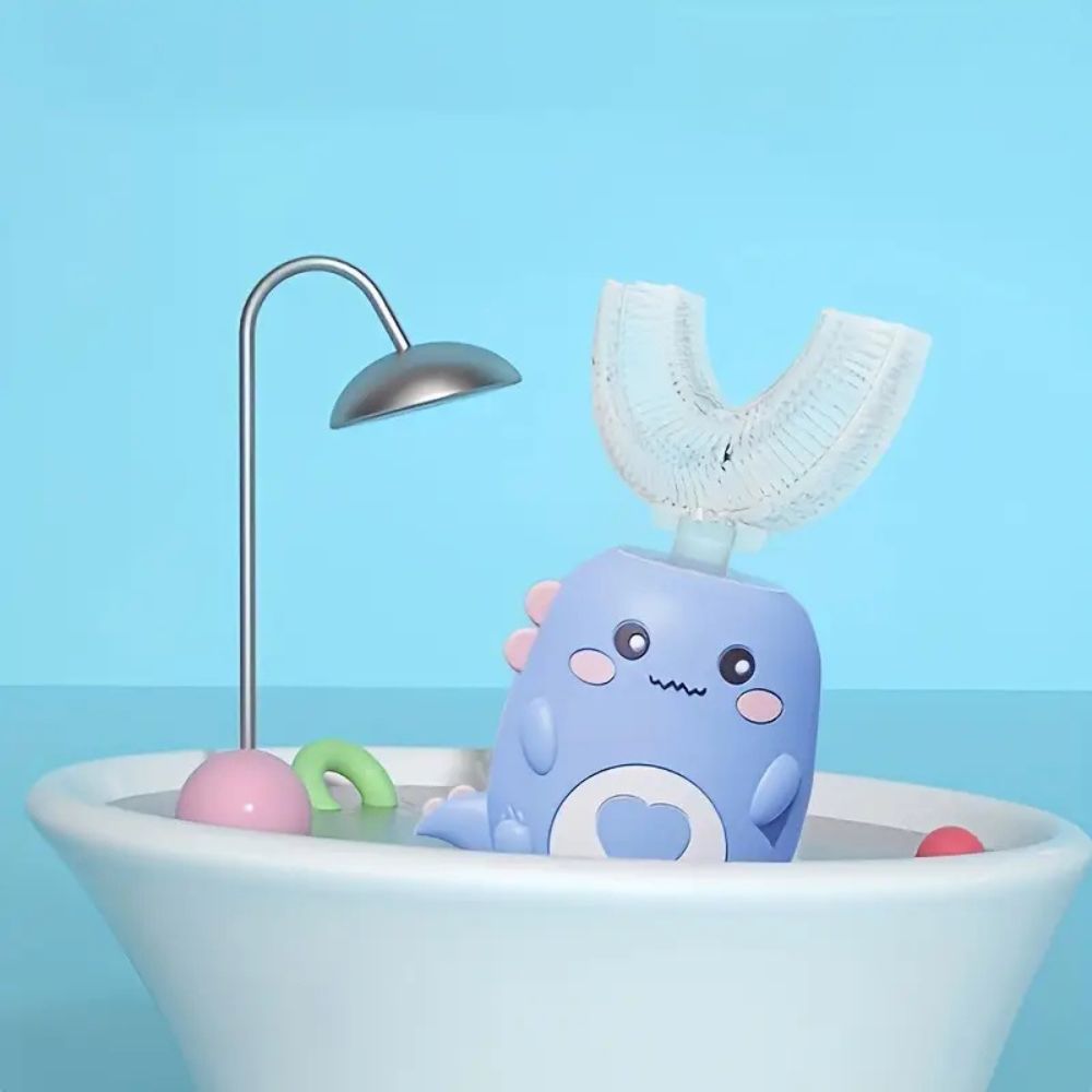 U-Shape Kids Electric Toothbrush with Sonic Vibration and Blue Light, 2-Minute Timer
