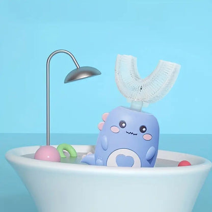 U-Shape Kids Electric Toothbrush with Sonic Vibration and Blue Light, 2-Minute Timer