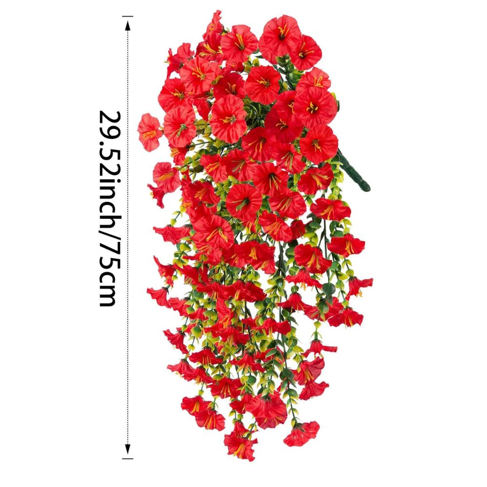 Artificial Morning Glory Vine with Flexible Stems and Built-In Hanging Loops, 29.52in
