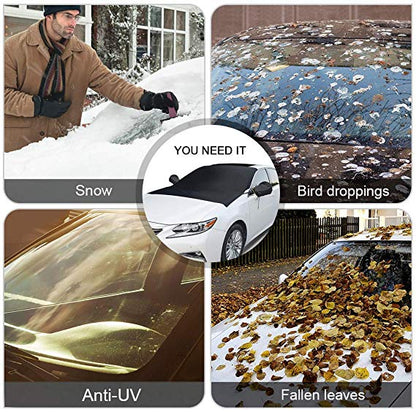 Windshield Ice and Snow Cover with Magnetic Attachment and Side Straps