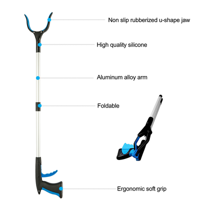 Grabber Stick with Rotating Jaw and 32 in Reach, Foldable Design