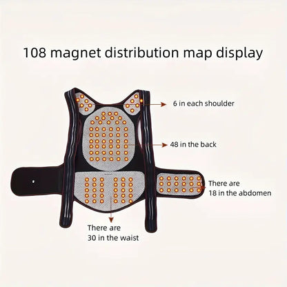 Magnetic Lower Back Support Brace with 108 Magnets and Infrared Heating, Detachable Neck Piece