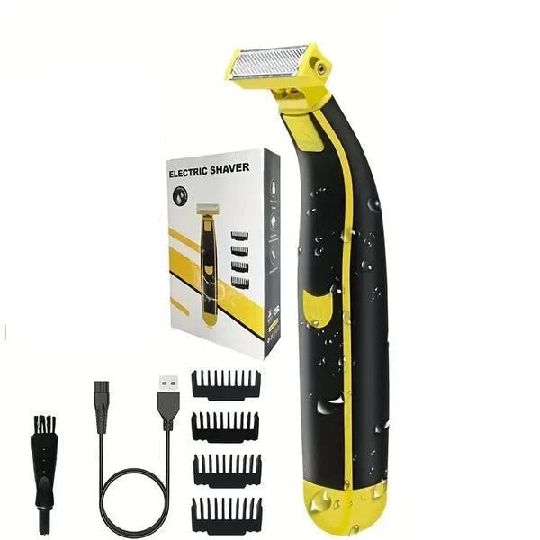 Grooming Trimmer with Four Interchangeable Heads and Floating Blade, Wet and Dry Use