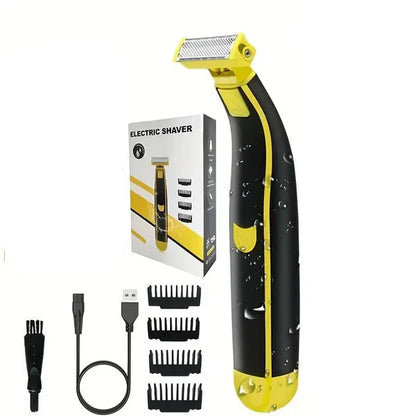 Grooming Trimmer with Four Interchangeable Heads and Floating Blade, Wet and Dry Use