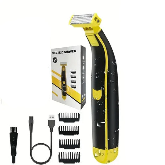 Grooming Trimmer with Four Interchangeable Heads and Floating Blade, Wet and Dry Use