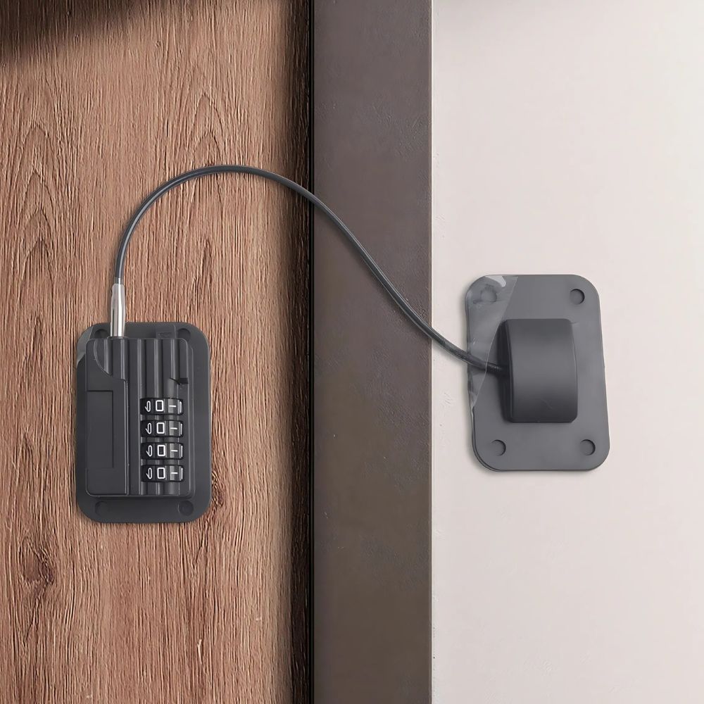 Password Protected Refrigerator Lock with Adjustable Strap and Adhesive Mount