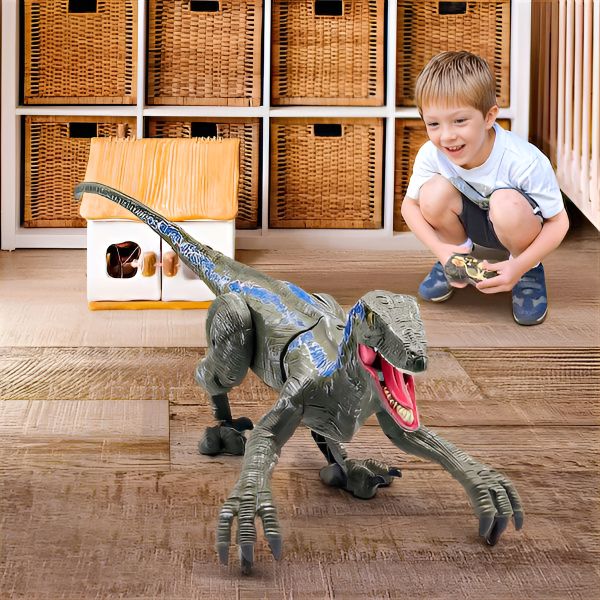 Walking Velociraptor Toy with Remote Control and Sound Effects
