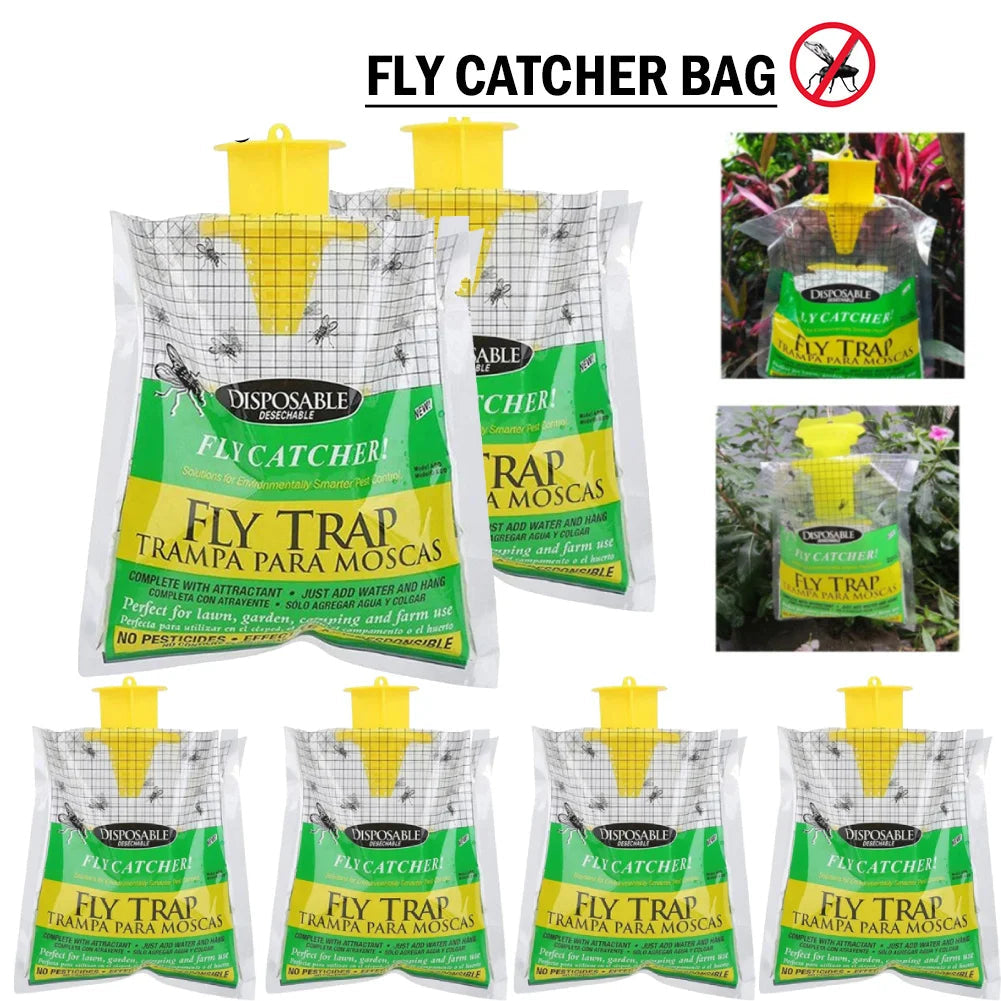 Disposable Fly Trap with Water-Activated Bait and Hanging Loop, 20000 Fly Capacity
