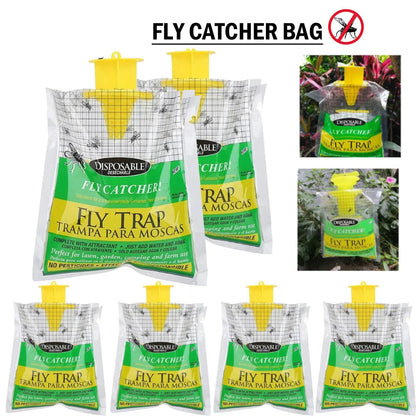 Disposable Fly Trap with Water-Activated Bait and Hanging Loop, 20000 Fly Capacity