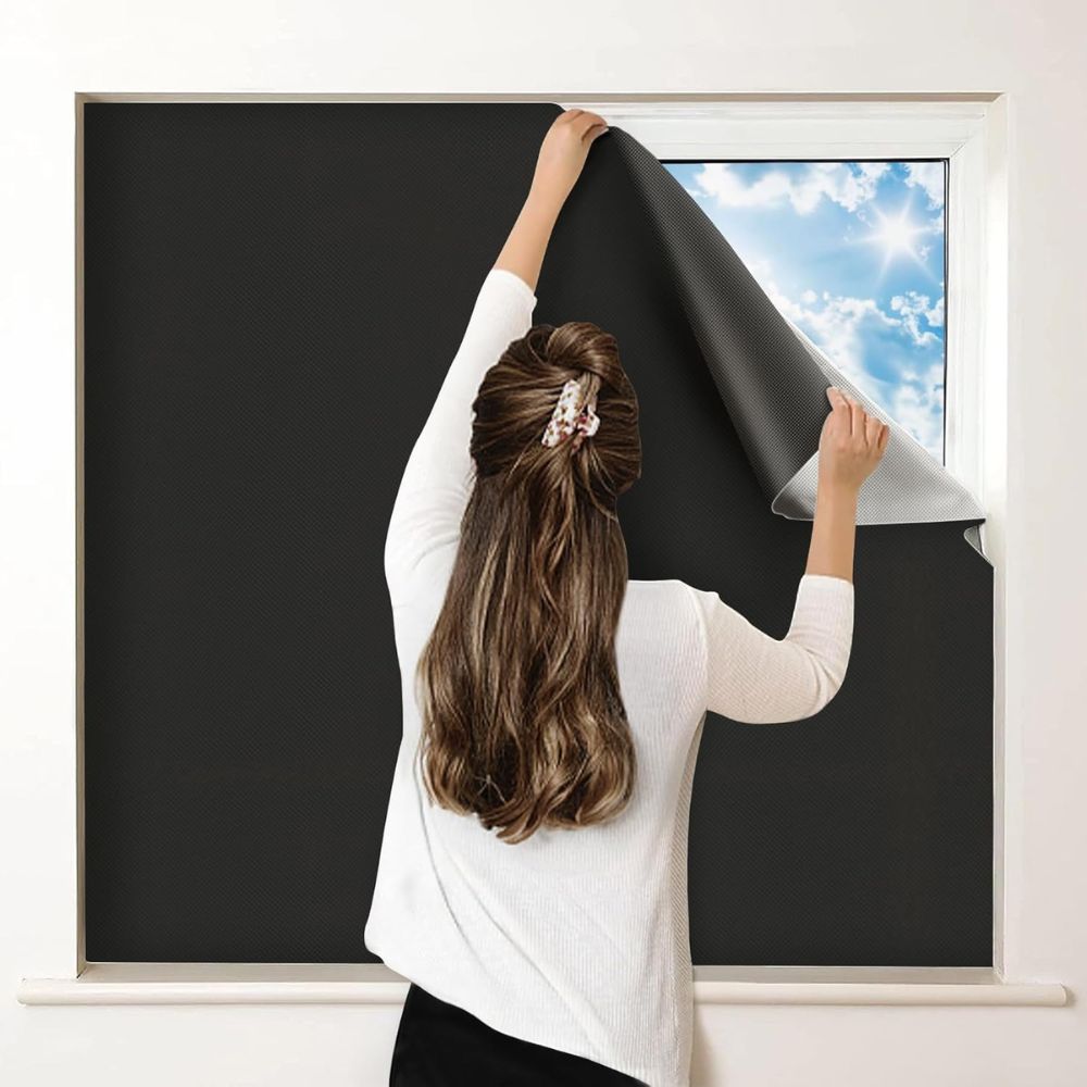 Static Cling Blackout Window Shade with Heat Reduction and Privacy Protection