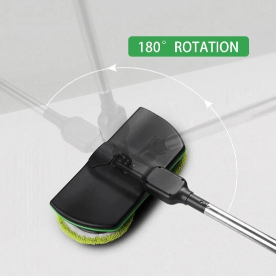 Dual Motor Electric Spin Mop with 180 Degree Rotating Head and Extendable Pole