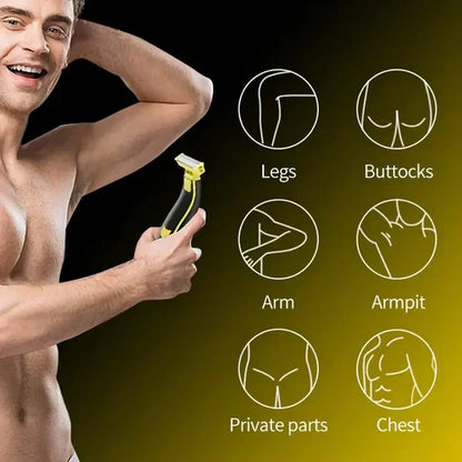 Grooming Trimmer with Four Interchangeable Heads and Floating Blade, Wet and Dry Use