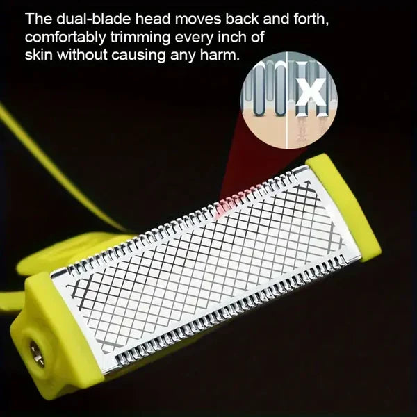 Grooming Trimmer with Four Interchangeable Heads and Floating Blade, Wet and Dry Use