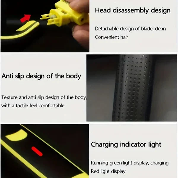 Grooming Trimmer with Four Interchangeable Heads and Floating Blade, Wet and Dry Use