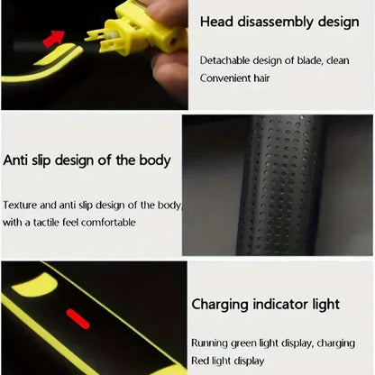 Grooming Trimmer with Four Interchangeable Heads and Floating Blade, Wet and Dry Use