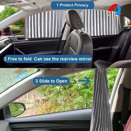 Magnetic Car Window Shades with UV Protection and Sliding Track System
