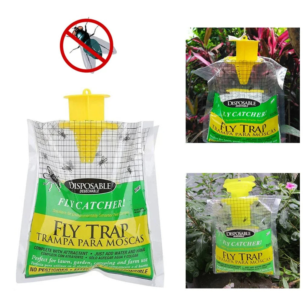 Disposable Fly Trap with Water-Activated Bait and Hanging Loop, 20000 Fly Capacity