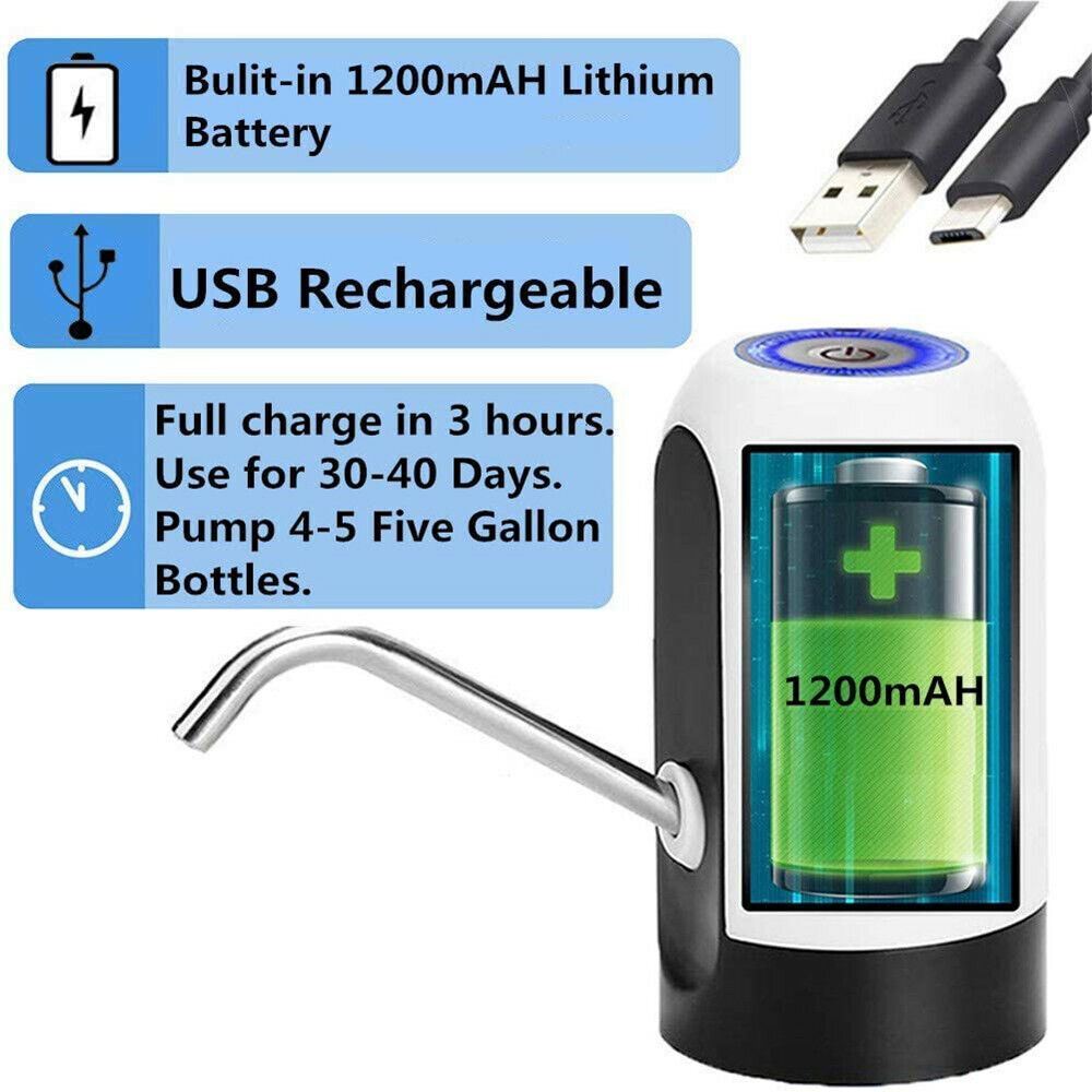 Rechargeable Bottle Water Pump with One Button Control and Stainless Steel Tube