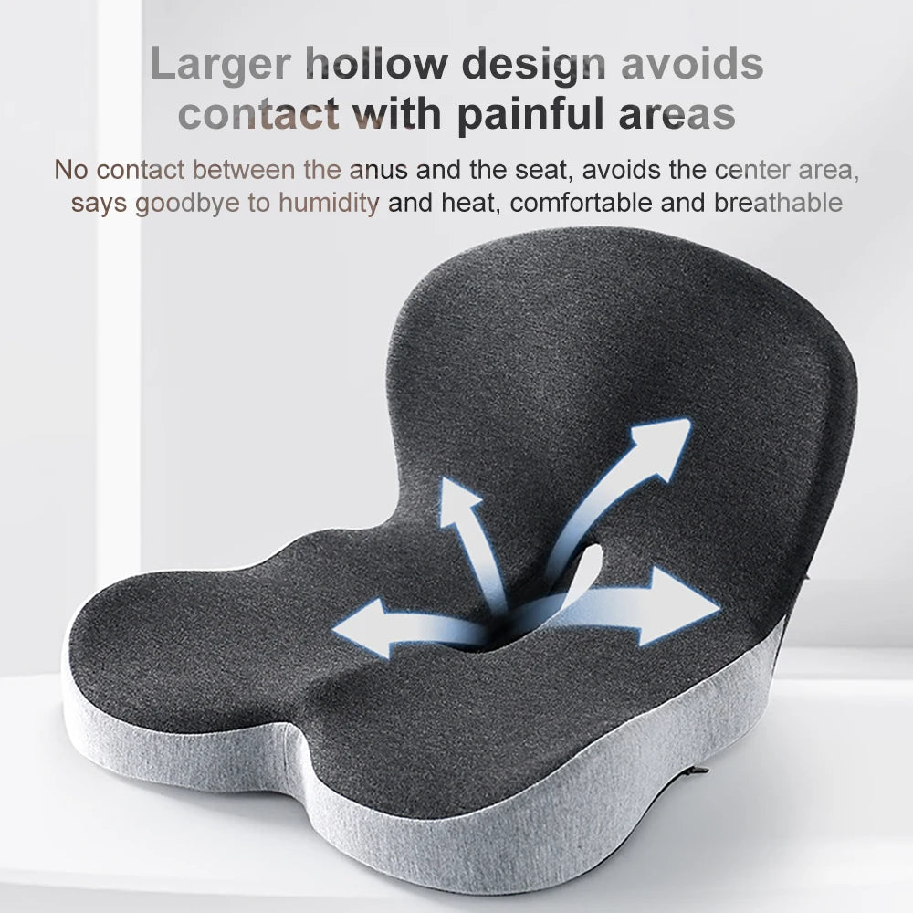 Memory Foam Lumbar Support Cushion with L-Shaped Design and Ventilation
