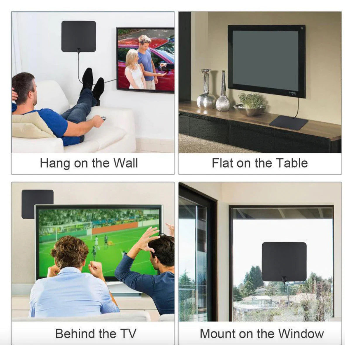 Indoor Digital HDTV Antenna with 37dB Signal Amplifier and 10ft Cable
