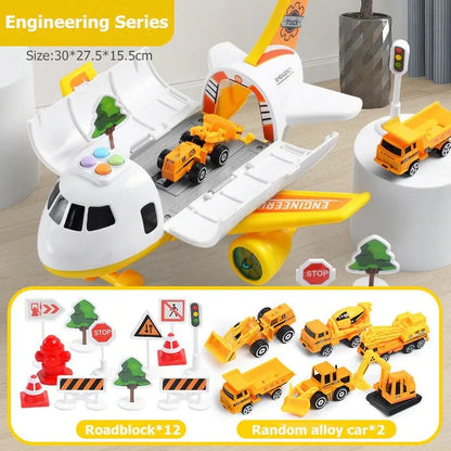 Friction Powered Cargo Plane with Interactive Lights and Sound, 20-Piece Rescue Set
