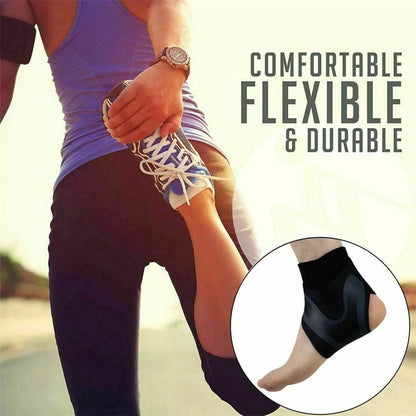 Ankle Support Sleeve with Adjustable Compression Wrap and Neoprene Construction