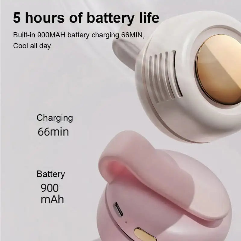 Wearable Clip Fan with 23-Hour Battery and 5100RPM Airflow