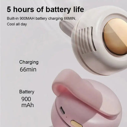 Wearable Clip Fan with 23-Hour Battery and 5100RPM Airflow