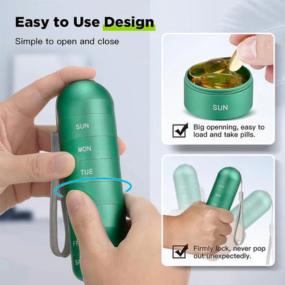 Aluminum Pill Organizer with Waterproof Silicone Gaskets and Modular Design for Travel