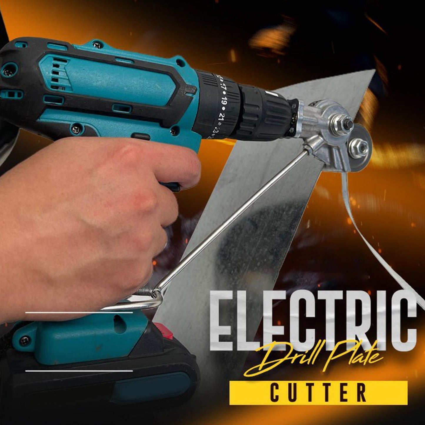 Metal Sheet Cutting Attachment with Drill Power and Blade Guard for 1/8 Inch Capacity