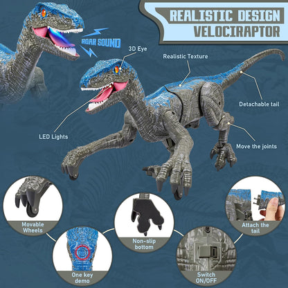 Walking Velociraptor Toy with Remote Control and Sound Effects