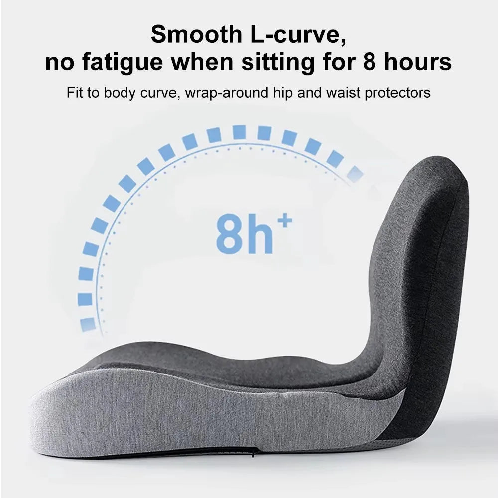 Memory Foam Lumbar Support Cushion with L-Shaped Design and Ventilation