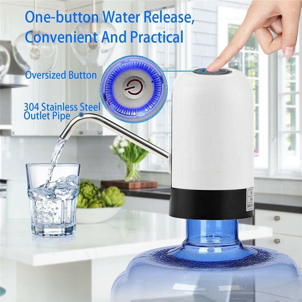 Rechargeable Bottle Water Pump with One Button Control and Stainless Steel Tube