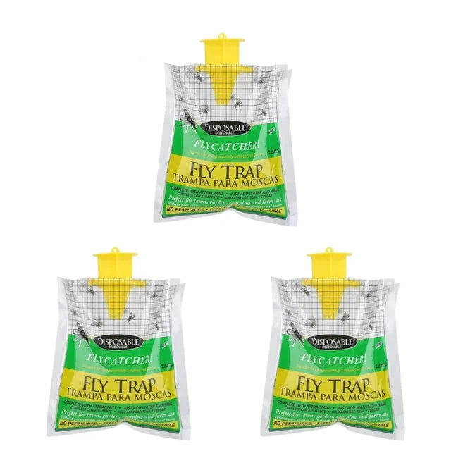 Disposable Fly Trap with Water-Activated Bait and Hanging Loop, 20000 Fly Capacity