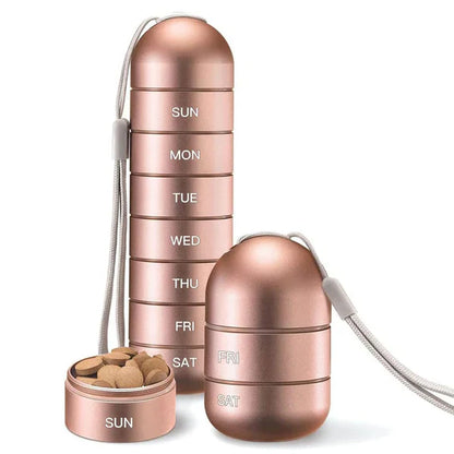 Aluminum Pill Organizer with Waterproof Silicone Gaskets and Modular Design for Travel