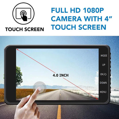 Dual Lens Dash Camera with 1080p Front and Rear Recording, 170 Degree Wide Angle