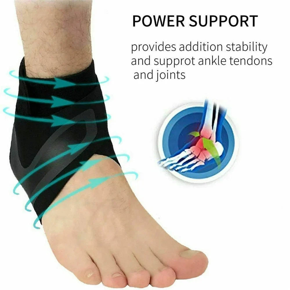 Ankle Support Sleeve with Adjustable Compression Wrap and Neoprene Construction