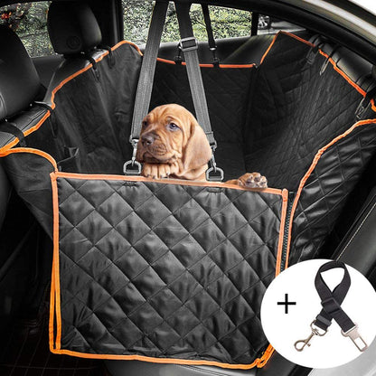 Waterproof Dog Car Seat Hammock with Mesh Window and Zippered Side Protection