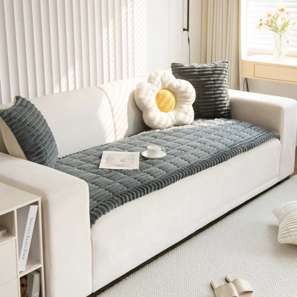 Sofa Slipcover with Anti Slip Backing and Machine Washable Polyester, Striped Pattern