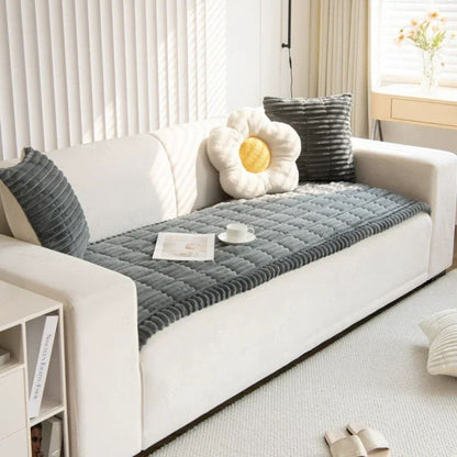 Sofa Slipcover with Anti Slip Backing and Machine Washable Polyester, Striped Pattern