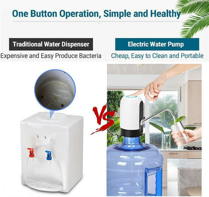 Rechargeable Bottle Water Pump with One Button Control and Stainless Steel Tube