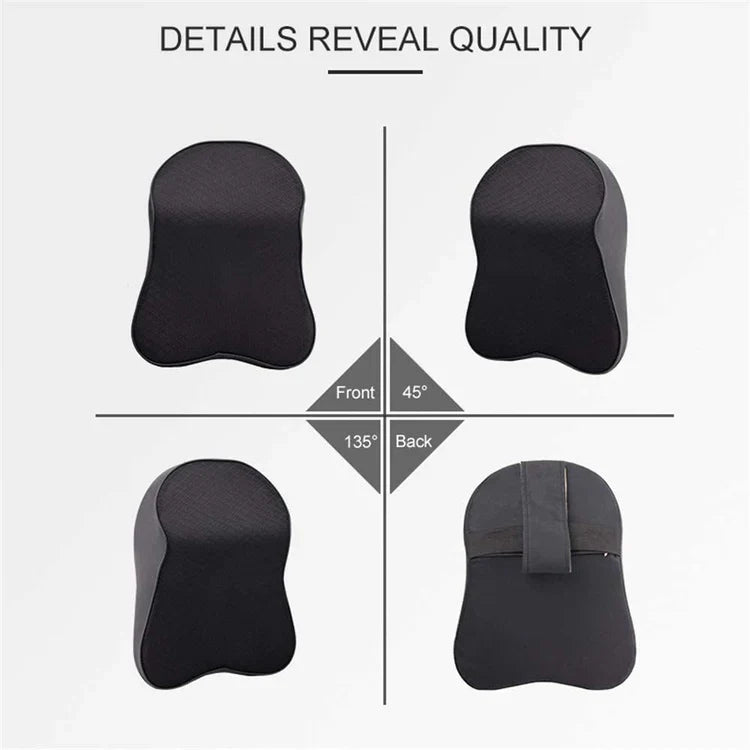 Memory Foam Car Seat Headrest Cushion with Removable Washable Cover and Ergonomic Neck Support